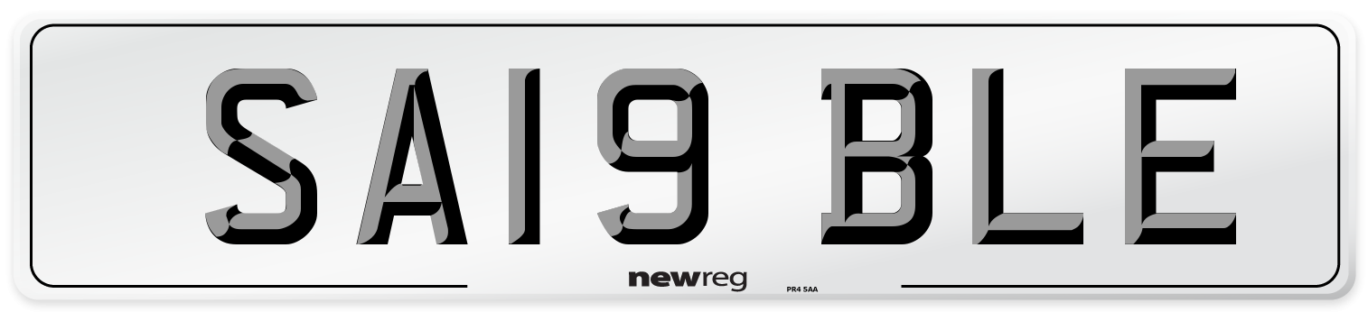 SA19 BLE Number Plate from New Reg